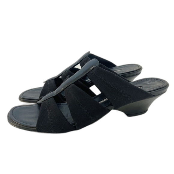 y2k Donald J. Pliner Hizzy Heels Vintage Black Leather Sandals Women's Size 6 - Picture 6 of 8